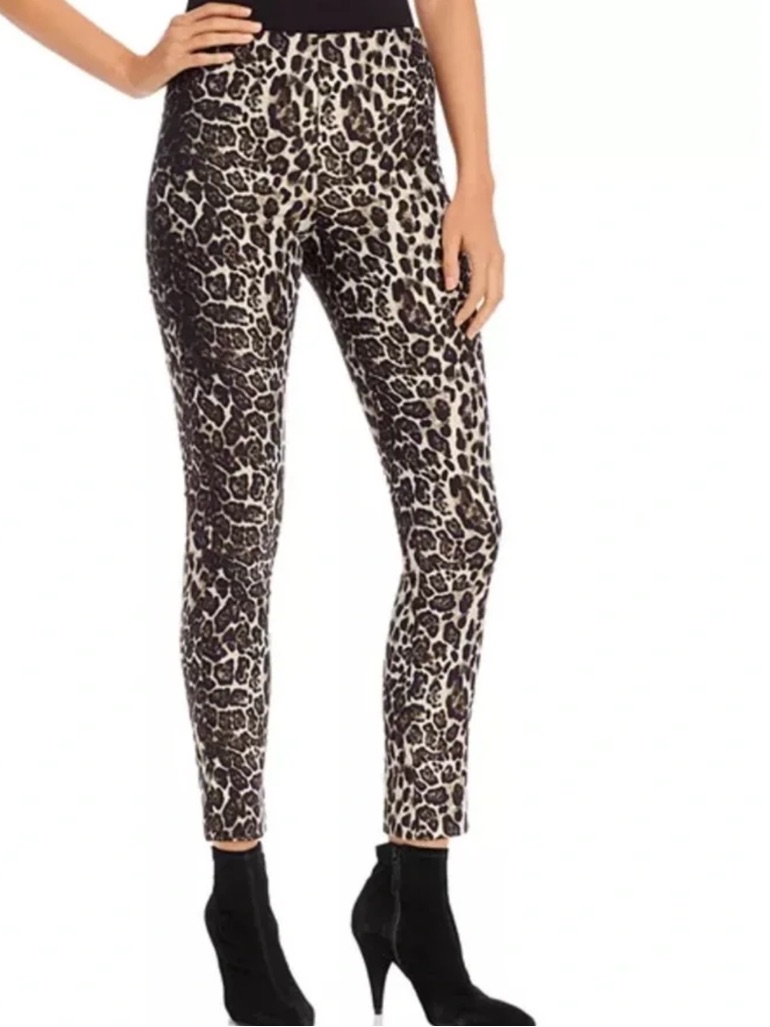 Alice + Olivia Connelly Leopard Print Metallic Shimmer Skinny Pants 2